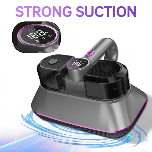 Handheld Cordless Vacuum Cleaner with Dual Cups  USB Rechargeable UV Sterilization  Mite Removal Powerful Suction for Clothes Bedding Sofas Curtains  Carpets  Perfect Christmas Gift